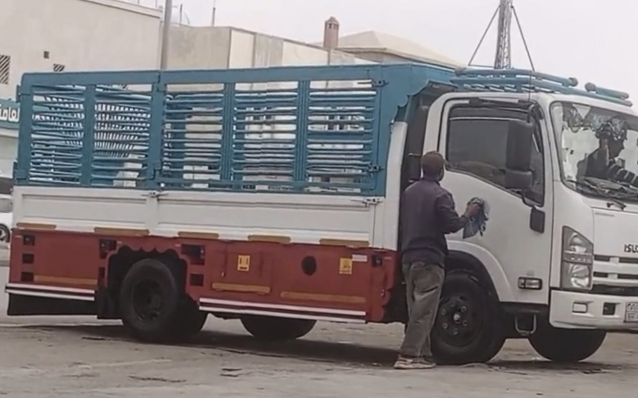 Cargo truck being prepared for a household moving job in Saudi Arabia